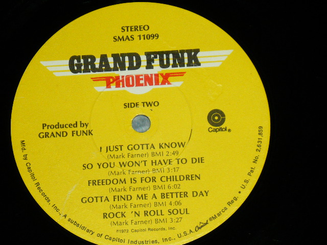 画像: GFR GRAND FUNK RAILROAD - PHOENIX ( Matrix # SMAL-1-11099  Z6 / SMAL-2-11099 Z6 ) ( Ex/Ex+ : EDSP,Light Warp  ) / 1972 US AMERICA ORIGINAL 2nd Press "TITLE PRINTED on FRONT TOP" "CUSTOM Label"  Used LP 