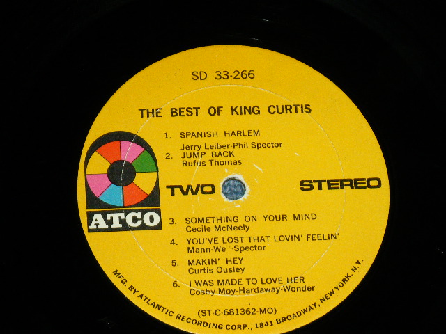 画像: KING CURTIS -  THE BEST OF(Matrix # ST-C 681361-A A △12403 / ST-C 681362-A A △12403-x ) ( Ex+++/Ex+ ) / 1968 US AMERICA  2nd Press "YELLOW Label" "1841 BROADWAY Label" STEREO Used LP 