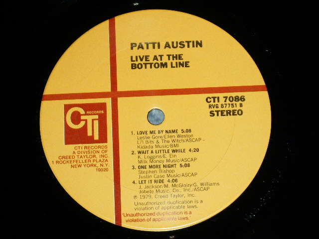画像: PATTI AUSTIN -  LIVE AT THE BOTTOM LINE  ( MINT-/MINT-)  / 1979 US AMERICA ORIGINAL Used  LP