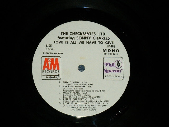 画像: The CHECKMATES, LTD. - LOVE IS ALL WE HAVE TO GIVE (Phil Spector Works ) .( VG+++/Ex+++ : EDSP,STOBC,WOBC,WOL )  ) ../ 1969 US AMERICA ORIGINAL "PROMO OBNLY MONO Mix" "WHITE LABEL" Used LP