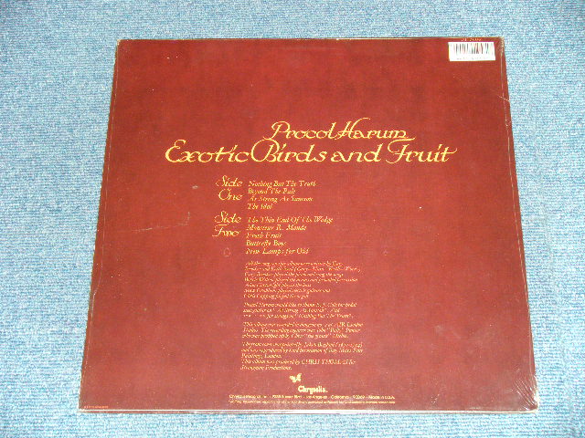 画像: PROCOL HARUM  - EXOTIC BIRDS AND FRUITS (SEALED )  / 1985 US AMERICA  REISSUE   "BRAND NEW SEALED" LP 