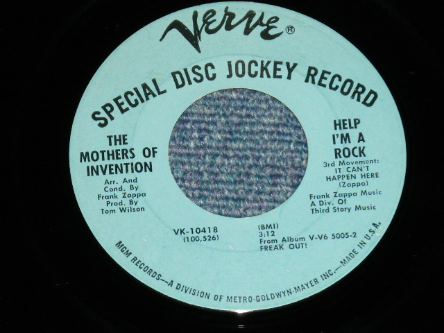 画像: FRANK ZAPPA / THE MOTHERS OF INVENTION - HOW COULD I BE SUCH A FOOL : HELP I'M A ROCK  ( Ex++/Ex++- )  / 1966  US AMERICA ORIGINAL "BLUE LABEL PROMO" Used 7" Single 
