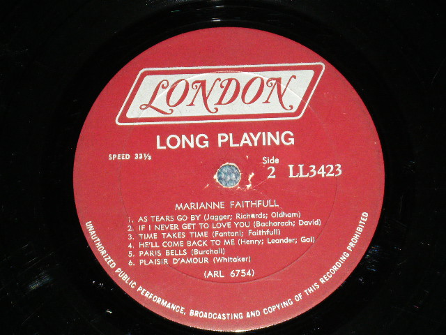 画像: MARIANNE FAITHFULL - MARIANNE FAITHFULL ( Matrix # ARL-6753-R  / ARL- 6754 ) ( Ex+/Ex Looks:VG+++)  / 1965 US AMERICA  ORIGINAL "MARRON Label with Boxed LONDON " MONO Used LP 