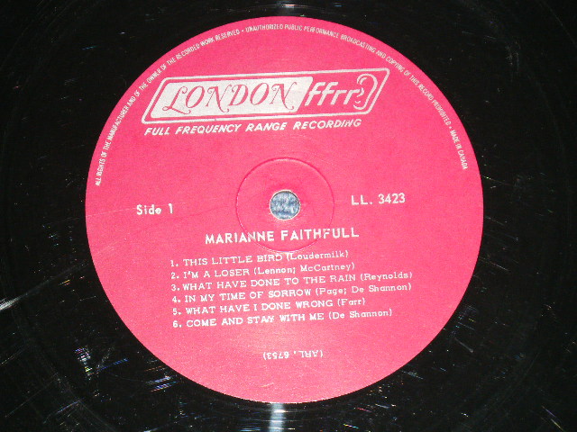 画像: MARIANNE FAITHFULL - MARIANNE FAITHFULL  ( Ex++ /Ex+ Looks:Ex- )  / 1965 CANADA  ORIGINAL "MARRON Label Label with Un-Boxed LONDON with ffrr Label" MONO Used LP