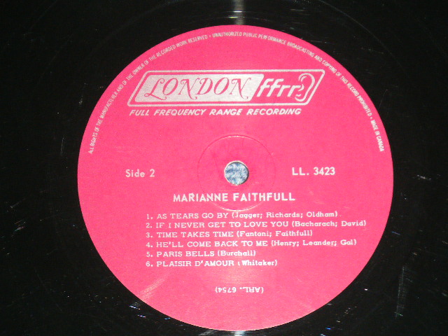 画像: MARIANNE FAITHFULL - MARIANNE FAITHFULL  ( Ex++ /Ex+ Looks:Ex- )  / 1965 CANADA  ORIGINAL "MARRON Label Label with Un-Boxed LONDON with ffrr Label" MONO Used LP