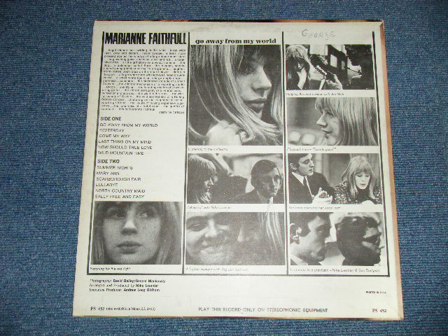 画像: MARIANNE FAITHFULL - GO AWAY FROM MY WORLD ( Matrix # ZAL-7033-4  /  ZAL-7034-1 ) (Ex++,Ex/Ex+++ )  / 1965 US AMERICA  ORIGINAL "BLUE Label with Boxed LONDON " STEREO Used LP 