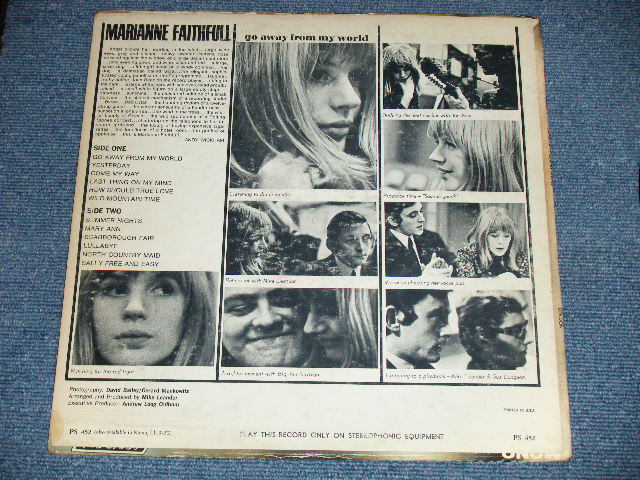 画像: MARIANNE FAITHFULL - GO AWAY FROM MY WORLD ( Matrix # ZAL-7033-3 △8584 /  ZAL-7034-3 △8584-x ) ( Ex+/Ex++ ; EDSP )  / 1965 US AMERICA  ORIGINAL "BLUE Label with Boxed LONDON " STEREO Used LP 