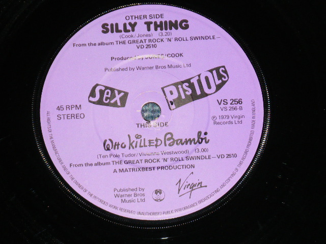 画像: SEX PISTOLS -SILLY THING : WHO KILLED BAMBI ( MINT-/MINT-)  / 1979  UK ENGLAND  ORIGINAL Used 7" Single with PICTURE SLEEVE 