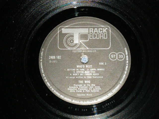 画像: THE WHO  -  WHO'S NEXT ( Matrix # A//4/B//3)( Ex+++/MINT-) )/ 1971 UK ENGLAND  ORIGINAL Used  LP 