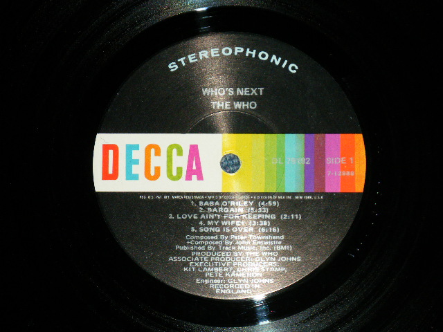 画像: THE WHO  -  WHO'S NEXT ( Ex+++/Ex+++ Looks:Ex++ )/ 1971 US AMERICA ORIGINAL Used  LP 