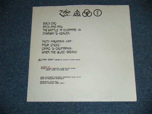 画像: LED ZEPPELIN - IV ( Matrix Number A)ST-A-712285-E  PORKY /B)ST-A-712286-O  PECKO DUCK )( Ex+++/MINT-)  / 1970 US ORIGINAL  3rd Press Version 1978 Release "Small Logo 75 ROCKFELLER" Label Used LP With White Inner sleeve