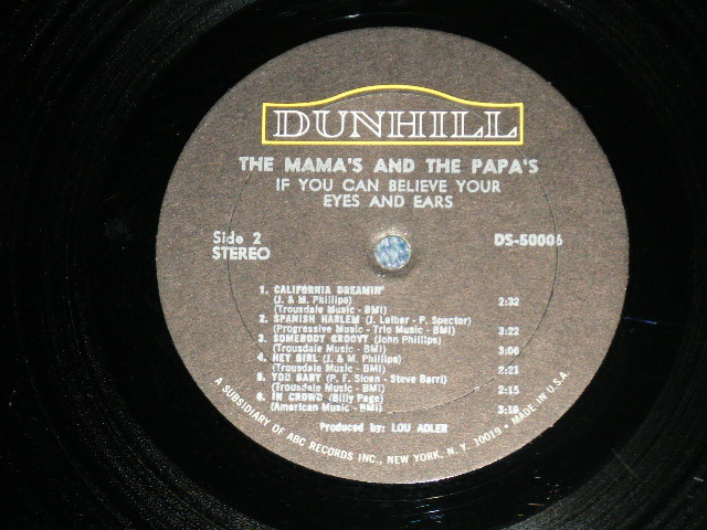 画像: The MAMAS & The PAPAS - IF YOU CAN BELIEVE YOUR EYES AND EARS (Matrix# DS-50006-A-5/DS-60006-B-5) ( Ex++/Ex+++ B-3:Ex+ ) / 1966 US AMERICA   ORIGINAL "3rd Press Cover"  "STEREO" Used  LP 