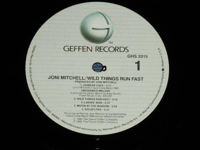 画像: JONI MITCHELL  - WILD THINGS RUN FAST ( Matrix #  A)  GHS-1-2019-SH 1 B-17283-SH Kdisc JG △2755      B)  GHS-1-2019-SH-4 SP B-2755-X  O-J )  (Ex++/MINT- )   / 1982 US AMERICA ORIGINAL  Used LP 