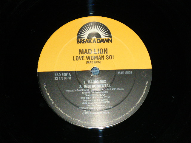 画像: MAD LION - LOVE WOMAN SO! ( MINT-/MINT- ) /  1994 US AMERICA   ORIGINAL Used 12" 