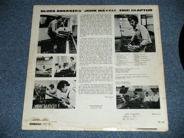 画像: JOHN MAYALL and The BLUES BRAEKERS -  BLUES BRAEKERS With ERICK CLAPTON ( Matrix # ZAL 7297-2/ZAL 7298-2 ) ( VG+++/Ex++ A-1,2:Ex : EDSP,ATMOBC)   / 1966 US AMERICA ORIGINAL Used LP 