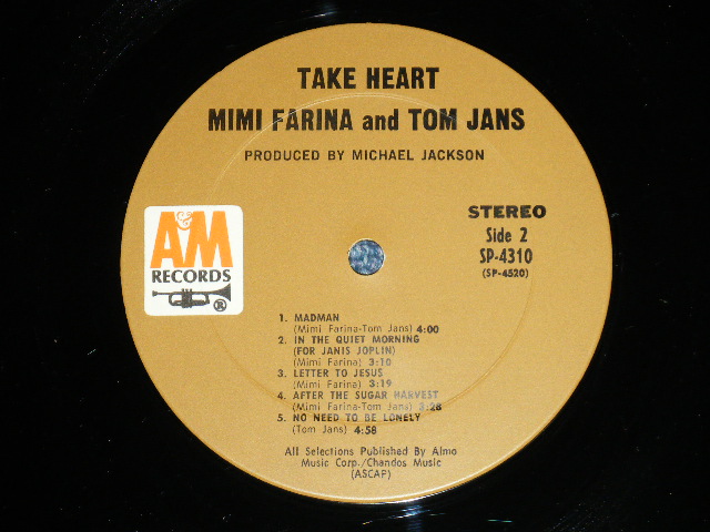 画像: MIMI FARINA & TOM JANS - TAKE HEART( Ex++/Ex+++)  / 1971  US AMERICAN  ORIGINAL Used LP 