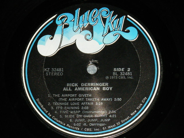 画像: RICK DERRINGER - ALL AMERICAN BOY : With ORIGINAL INNER SLEEVE  ( Ex++/Ex+++)   / 1973 US AMERICA  ORIGINAL Used LP  