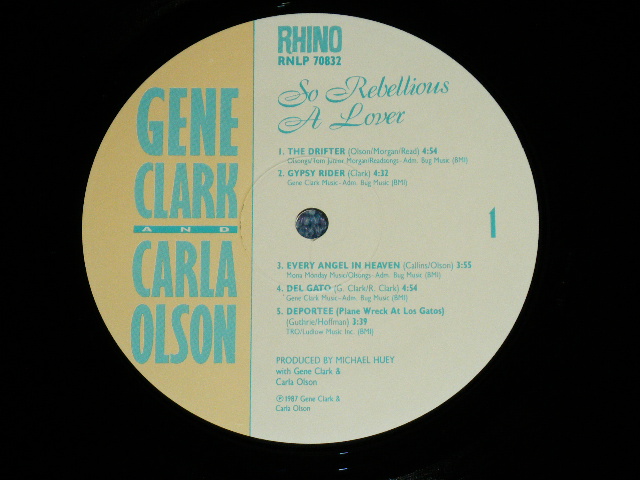 画像: GENE CLARK ( of THE BYRDS ) & CARLA OLSON  - SO REBELLIOUS A LOVER ( Ex/MINT- )  / 1987 US AMERICA ORIGINAL  Used LP   