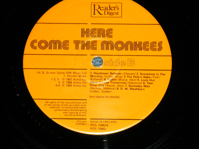 画像: The MONKEES - HERE COME THE MONKEES  ( Ex+++/MINT-) / 1983 UK ENGLAND "MAIL ORDER" Used LP 