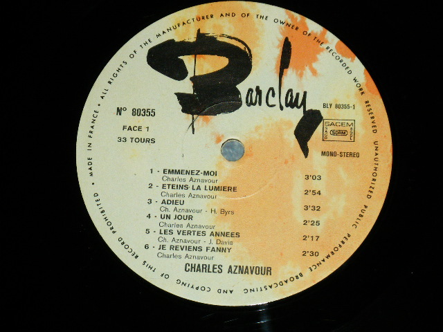 画像: CHARLES AZNAVOUR  - ENTRE DEUX REVES ( Ex+++/MINT-)  / 1975 FRANCE FRENCH   ORIGINAL+ Japan Liner  Used LP