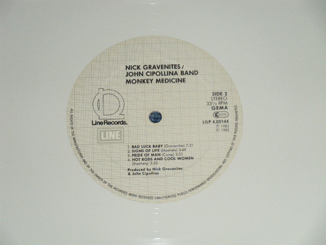 画像: NICK GRAVENITES  - JOHN CLIPOLLINA BAND  - MONKEY MEDICINE ( Ex++/MINT- : White Wax ) / 1982 GERMAN ORIGINAL "WHITE WAX Vinyl) Used LP 