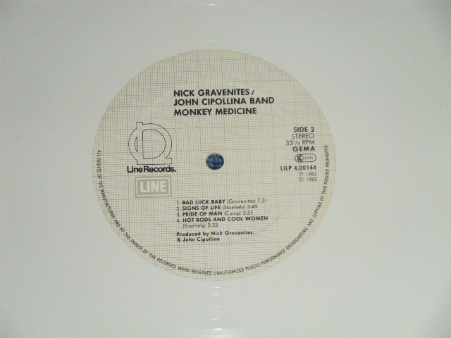 画像: NICK GRAVENITES  - JOHN CLIPOLLINA BAND  - MONKEY MEDICINE ( Ex++/MINT- : White Wax ) / 1982 GERMAN ORIGINAL "WHITE WAX Vinyl) Used LP 