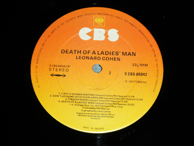 画像: LEONARD COHEN - DEATH OF A LADIE'S MAN ( Ex+/MINT-  ) /  1977 UK ENGLAND  ORIGINAL   Used LP +