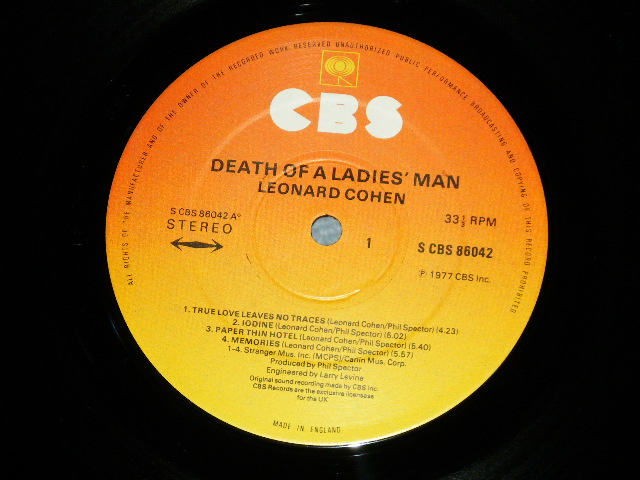 画像: LEONARD COHEN - DEATH OF A LADIE'S MAN ( Ex+/MINT-  ) /  1977 UK ENGLAND  ORIGINAL   Used LP +