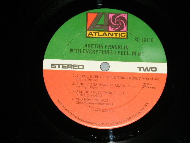 画像: ARETHA FRANKLIN - WITH EVERYTHING I FEEL IN ME ( Ex+++/Ex+++)  / 1974 US AMERICA ORIGINAL "Large 75 ROCKFELLER Label" Used LP 