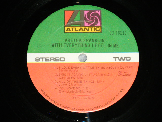 画像: ARETHA FRANKLIN - WITH EVERYTHING I FEEL IN ME (Ex++/Ex++ )  / 1974 US AMERICA ORIGINAL 1st press Large "75 ROCKFELLER Label" Used LP 