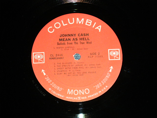 画像: JOHNNY CASH -  MEAN AS HELL! ( Ex++/Ex+++ : EDSP ) / 1965 US AMERICA  ORIGINAL "360 SOUND Label" MONO  Used LP 