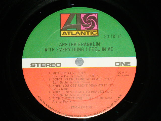 画像: ARETHA FRANKLIN - WITH EVERYTHING I FEEL IN ME (Ex++/Ex++ )  / 1974 US AMERICA ORIGINAL 1st press Large "75 ROCKFELLER Label" Used LP 