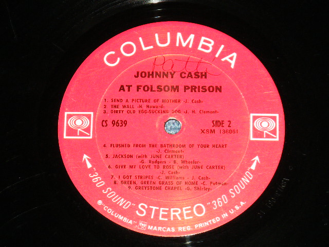 画像: JOHNNY CASH - AT FOLSOM PRISON ( Ex-/Ex+ Looks:VG+++  ) / 1968 US AMERICA  ORIGINAL "360 SOUND Label" STEREO  Used LP 