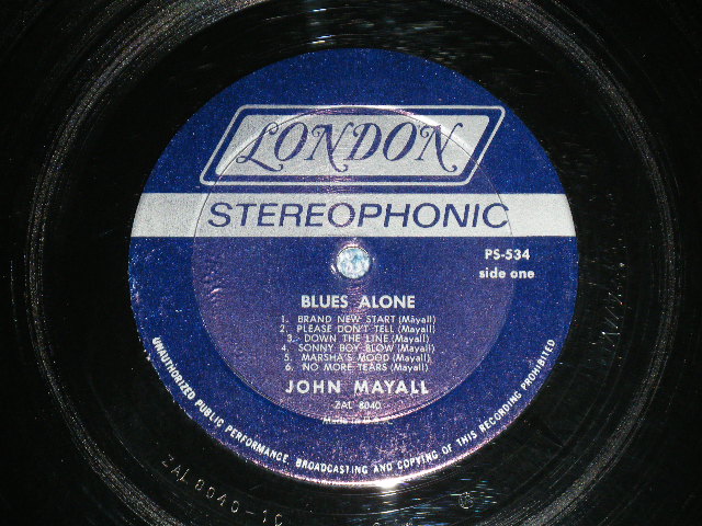 画像: JOHN MAYALL - THE BLUE ALONE ( Matrix # ZAL-8040-1C △11733 /ZAL-8041-1C △11733-x ) (MINT-/MINT-  / 1967 US AMERICA ORIGINAL Used LP