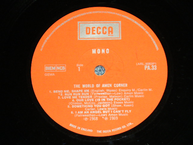 画像: AMEN CORNER - THE WORLD OF AMEN CORNER (1A/1A) ( Ex+/Ex+++ B-7:Press Miss)  / 1968 UK ENGLAND ORIGINAL MONO Used LP 