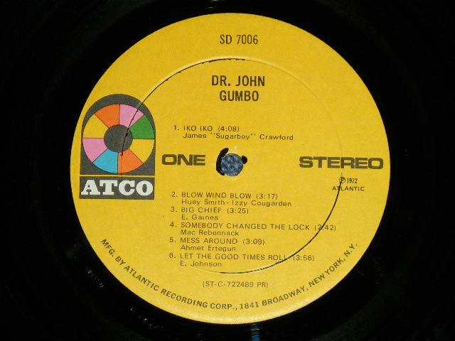 画像: DR. JOHN -  GUMBO  ( Ex++/Ex++ Looks* Ex+)  /  1972 US AMERICA ORIGINAL "1841 Broadway on Label" Used  LP