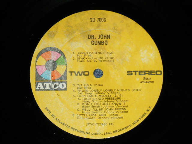 画像: DR. JOHN -  GUMBO  ( Ex++/Ex++ Looks* Ex+)  /  1972 US AMERICA ORIGINAL "1841 Broadway on Label" Used  LP