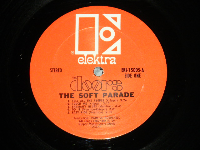 画像: THE DOORS - THE SOFT PARADE ( Matrix # -A-1 CTH  / B-1 CTH ) ( Ex+/Ex+++) ( With NON-GLOSSY ORIGINAL INNER SLEEVE ) / 1968 US Original "1st Press RED Label with Large Stylized E on TOP" "NON CREDIT at Bottom Label" Used STEREO LP 