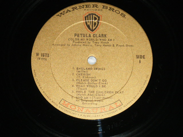 画像: PETULA CLARK - COLOR MY WOLRD WHO AM I ( Matrix # 9195 1D W 1673 A /9196 1F W 1673 B)(Ex+/Ex+++) / 1967 US AMERICA ORIGINAL "GOLD Label" MONO Used LP
