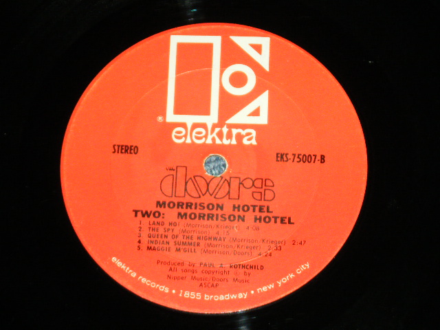 画像: THE DOORS - MORRISON HOTEL ( Matrix # -A-2 CP 1 / B-2 CP 1 ) ( Ex++/Ex+++,Ex+ B-1~3 Scratches : EDSP )  / 1970 US Original "1st Press RED Label with Large Stylized E on TOP" "1855 BROADWAY CREDIT at Bottom Label" Used STEREO LP 