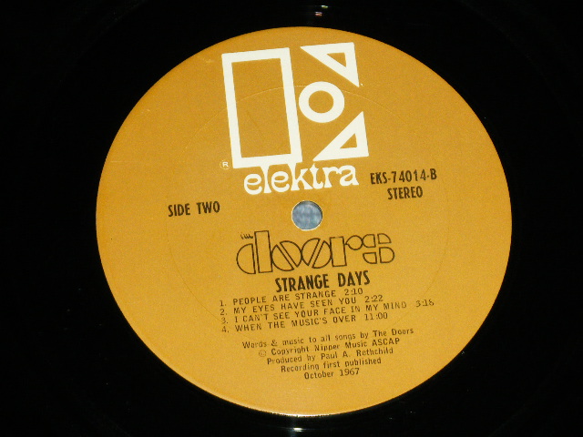 画像: THE DOORS - STRANGE DAYS  ( Matrix # A-LB/ B (CTH )  ) (Ex/Ex++ Looks: Ex ) / 1967 US AMERICA Original "1st Press BROWN Label with Large Stylized E on TOP" "NON CREDIT at Bottom Label" Used STEREO LP 