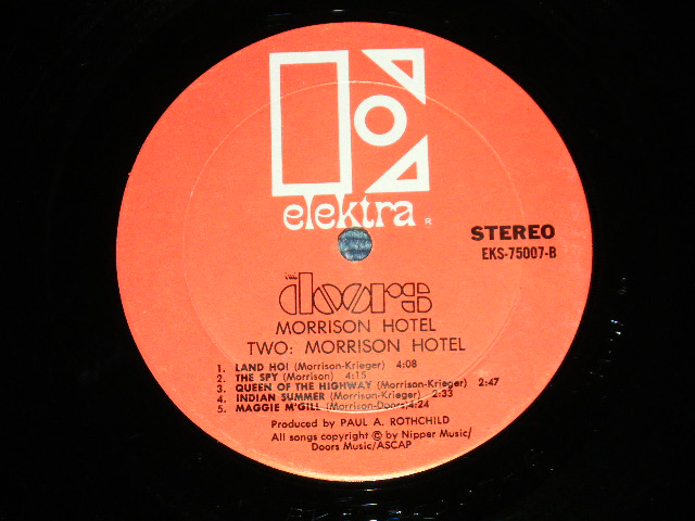 画像: THE DOORS - MORRISON HOTEL ( Matrix # -A  T MON △14435 / B MON △14435-x ) ( Ex++/Ex+++ : EDSP,BB ) ( With ORIGINAL INNER SLEEVE ) / 1970 US Original "1st Press RED Label with Large Stylized E on TOP" "NON CREDIT at Bottom Label" Used STEREO LP 