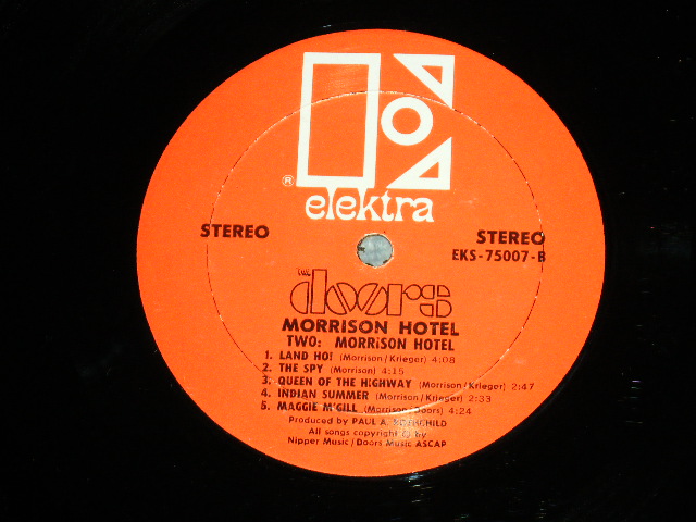 画像: THE DOORS - MORRISON HOTEL ( Matrix # -A  WAD / BWAD ) ( Ex+++/Ex+++ : EDSP) ( With ORIGINAL INNER SLEEVE ) / 1970 US Original "1st Press RED Label with Large Stylized E on TOP" "NON CREDIT at Bottom Label" Used STEREO LP 