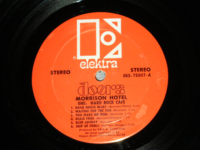 画像: THE DOORS - MORRISON HOTEL ( Matrix # -A  WAD / BWAD ) ( Ex+++/Ex+++ : EDSP) ( With ORIGINAL INNER SLEEVE ) / 1970 US Original "1st Press RED Label with Large Stylized E on TOP" "NON CREDIT at Bottom Label" Used STEREO LP 