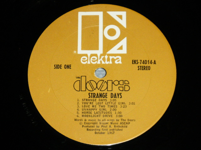 画像: THE DOORS - STRANGE DAYS  ( Matrix # A-LB/ B (CTH )  ) (Ex/Ex++ Looks: Ex ) / 1967 US AMERICA Original "1st Press BROWN Label with Large Stylized E on TOP" "NON CREDIT at Bottom Label" Used STEREO LP 