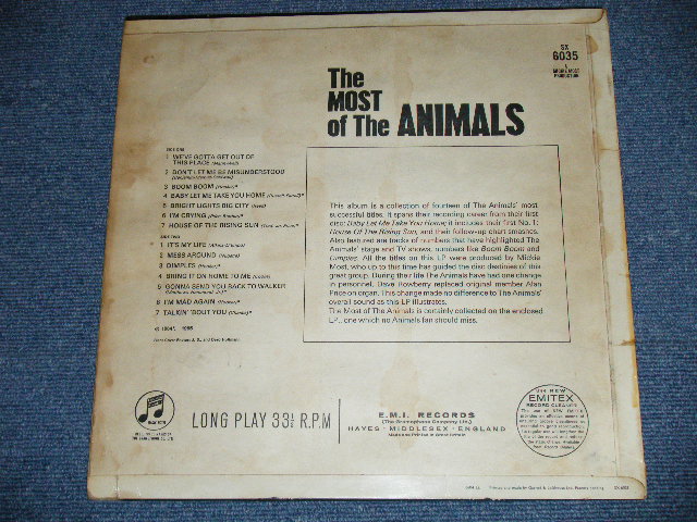 画像: The ANIMALS -  The MOST OF THE ANIMALS ( 1/1) ( Ex+/Ex+++ ) / 1966 UK ENGLAND ORIGINAL "BLUE Columbia Label" MONO Used LP 