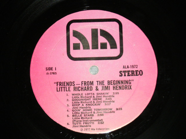 画像: JIMI HENDRIX & LITTLE RICHARD - FRIENDS FROM THE BEGINNING / 1972 US AMERICA ORIGINAL Used LP +