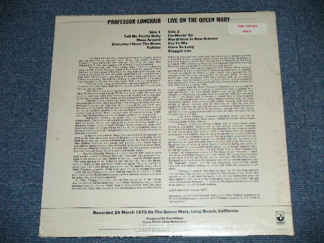 画像: PROFESSOR LONGHAIR - LIVE ON THE QUEEN MARY ( SEALED) / 1978 US AMERICA ORIGINAL ""FOR EXPORT ONLY" "BRAND NEW SEALED" LP 