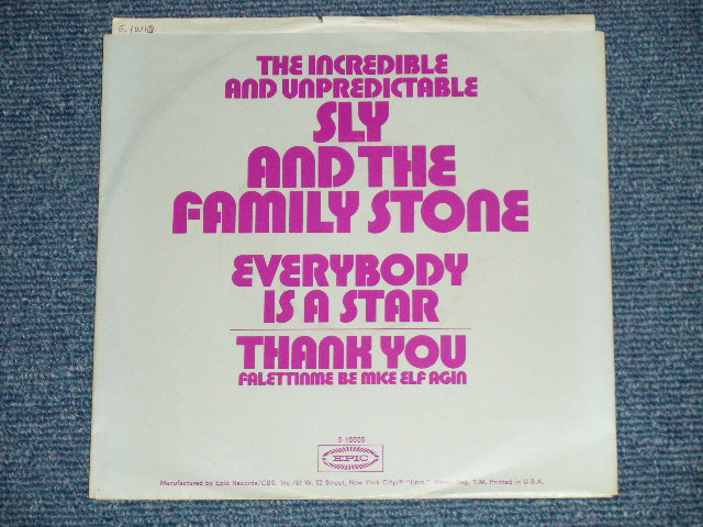 画像: SLY & THE FAMILY STONE - THANK YOU : EVERYBODY IS A STAR   ( Ex++/MINT-)  / 1969 US AMERICA ORIGINAL Used 7"45  Single  with PICTURE SLEEVE 