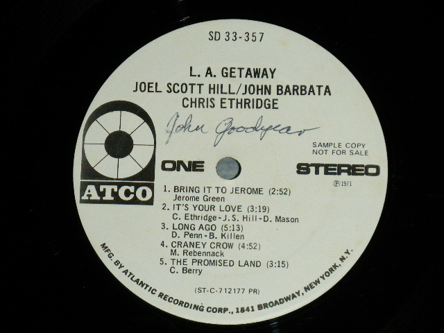 画像: L.A. GETAWAY (JOEL SCOTT HILL / JOHN BARBATA / CHRIS ETHRIDGE) - L.A. GETAWAY  ( Ex/Ex+++ ) / 1971  US AMERICA ORIGINAL  "WHITE LABEL PROMO & PROMO SHEET "  Used LP